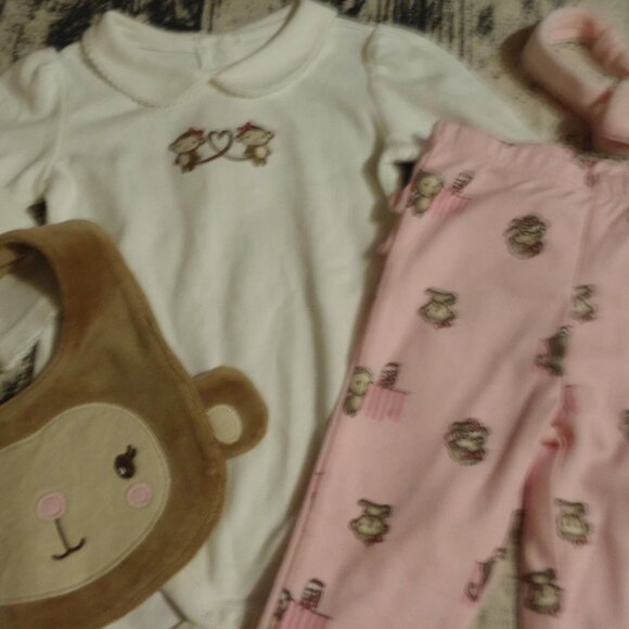 Gymboree Mischievous Monkey 6-12 Month Pants Bodysuit Bib Headband Socks Outfit - Picture 4 of 4